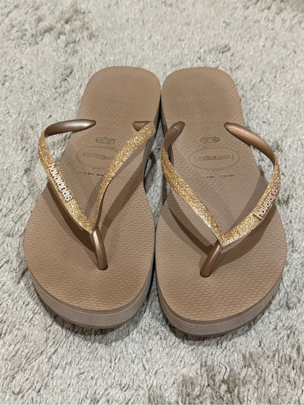 Havaianas Women's Sparkle Gold Flip Flops
